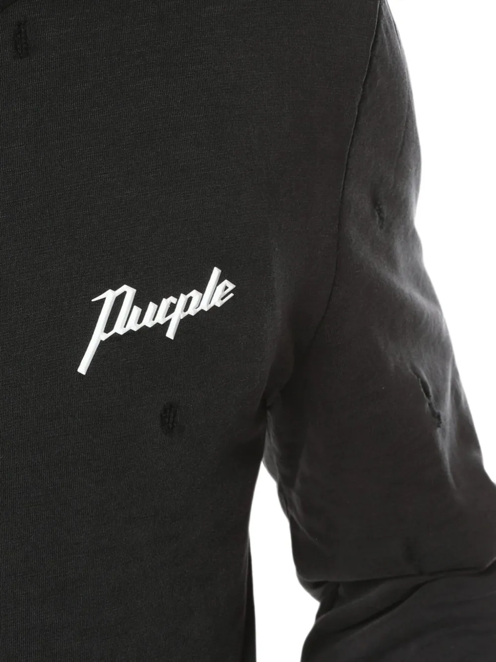 Purple Brand Gerafelde hoodie Zwart