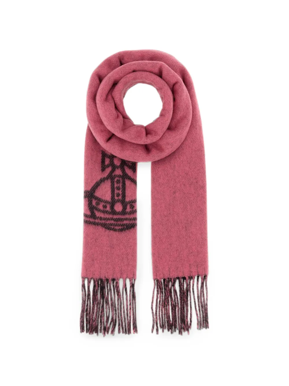 Vivienne Westwood logo-motif fringed scarf - Rosa