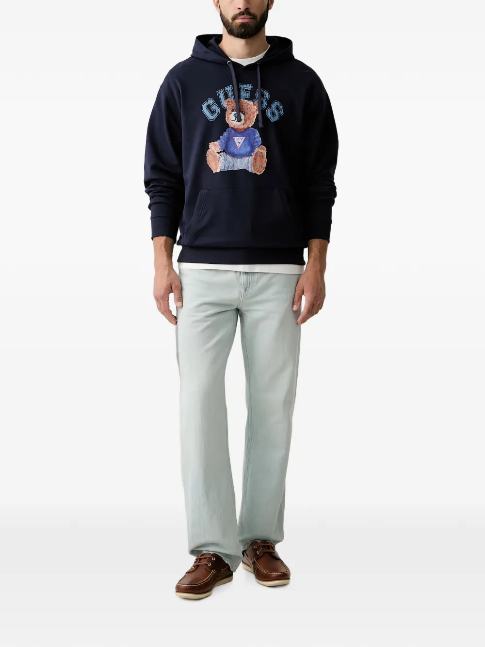 GUESS USA Teddy Bear hoodie met teddybeer-print en logo-print Blauw