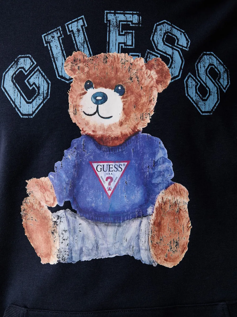 GUESS USA Teddy Bear hoodie met teddybeer-print en logo-print Blauw