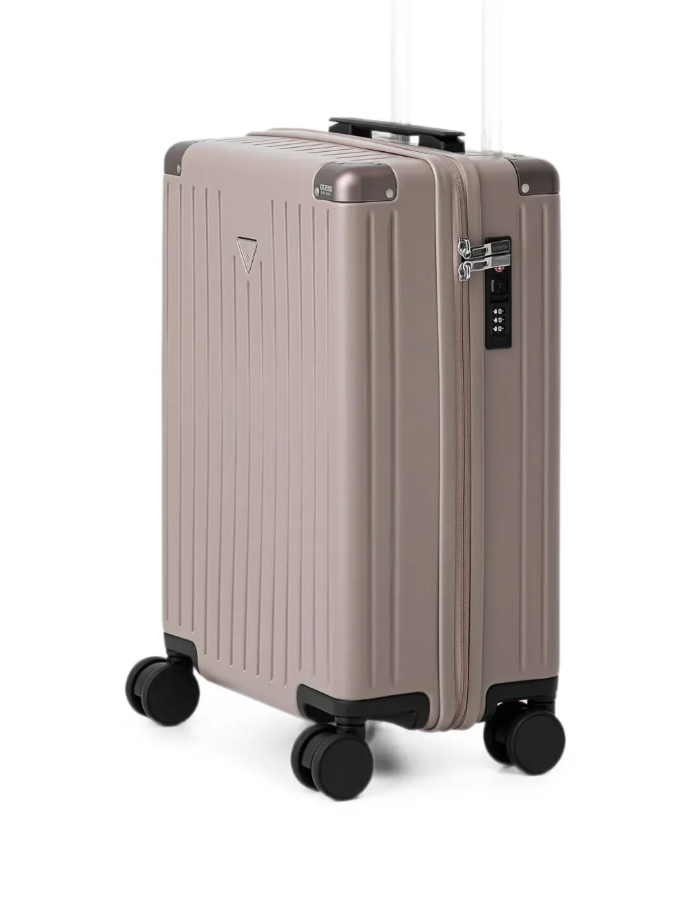 GUESS USA Geribbelde koffer met logo-plakkaat Beige