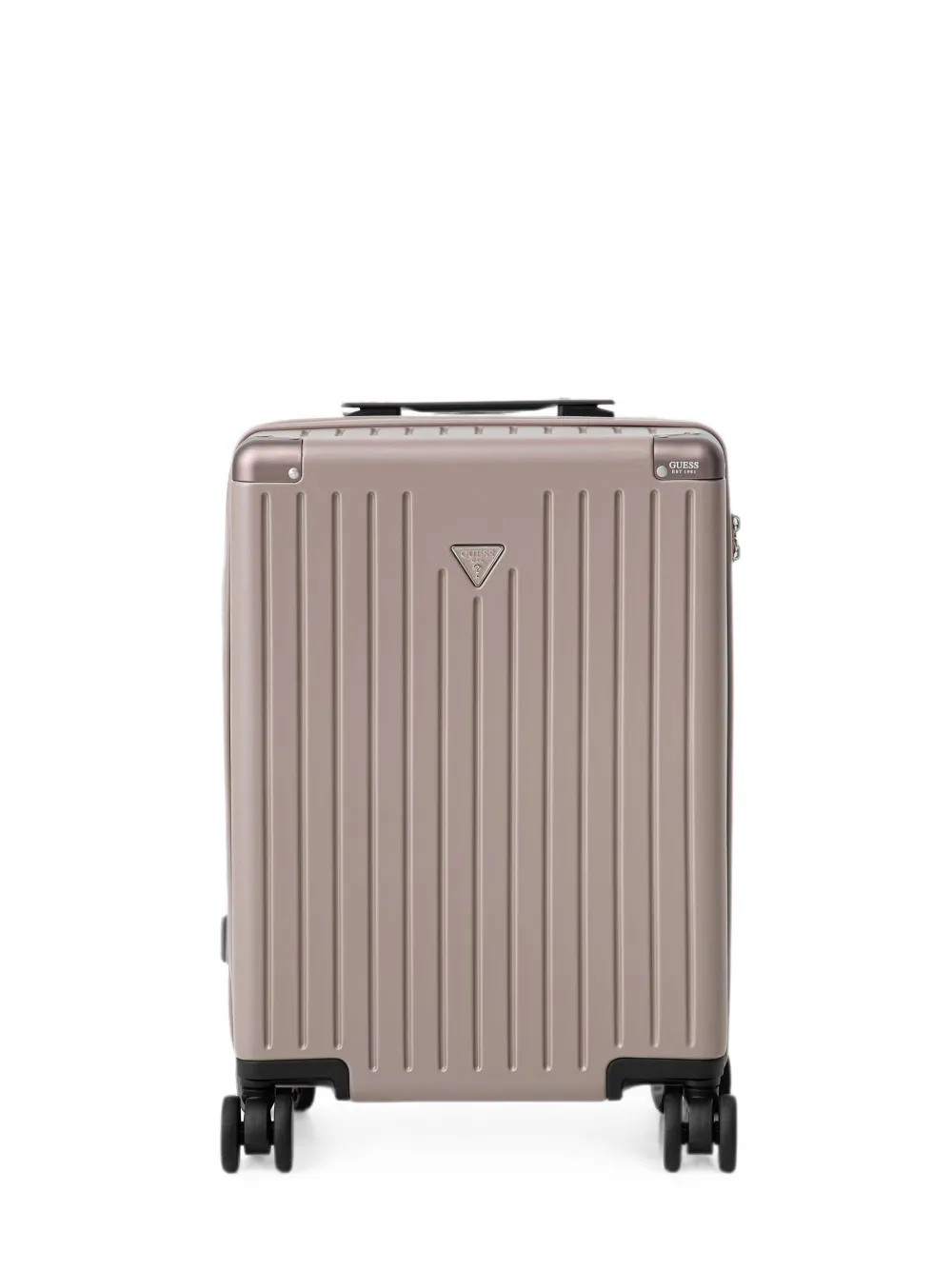 GUESS USA logo-plaque ridged suitcase - Nude