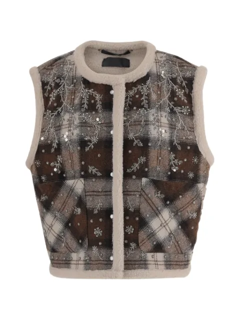 Stella McCartney floral-embroidered check vest