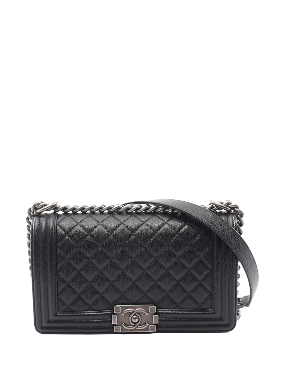 CHANEL Pre-Owned 2019 Old Medium Quilted Caviar Boy Flap crossbody bag - Black