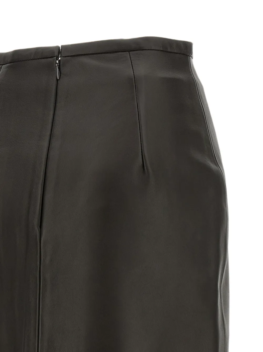 Co High-waisted Panelled Leather Midi Skirt in Black, view 4