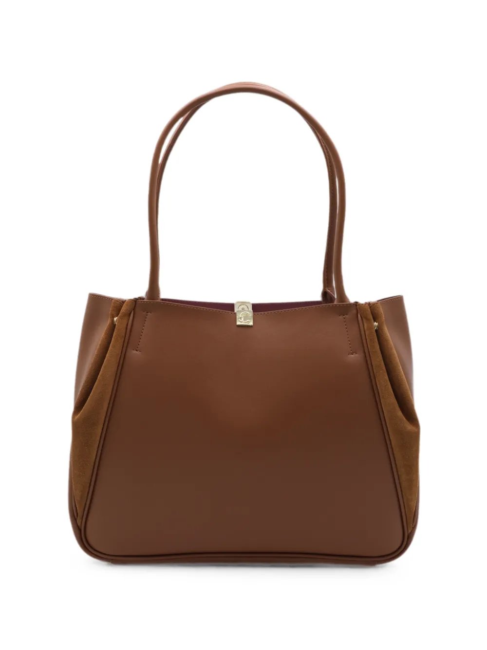 Coccinelle suede-panel leather tote bag - Brown