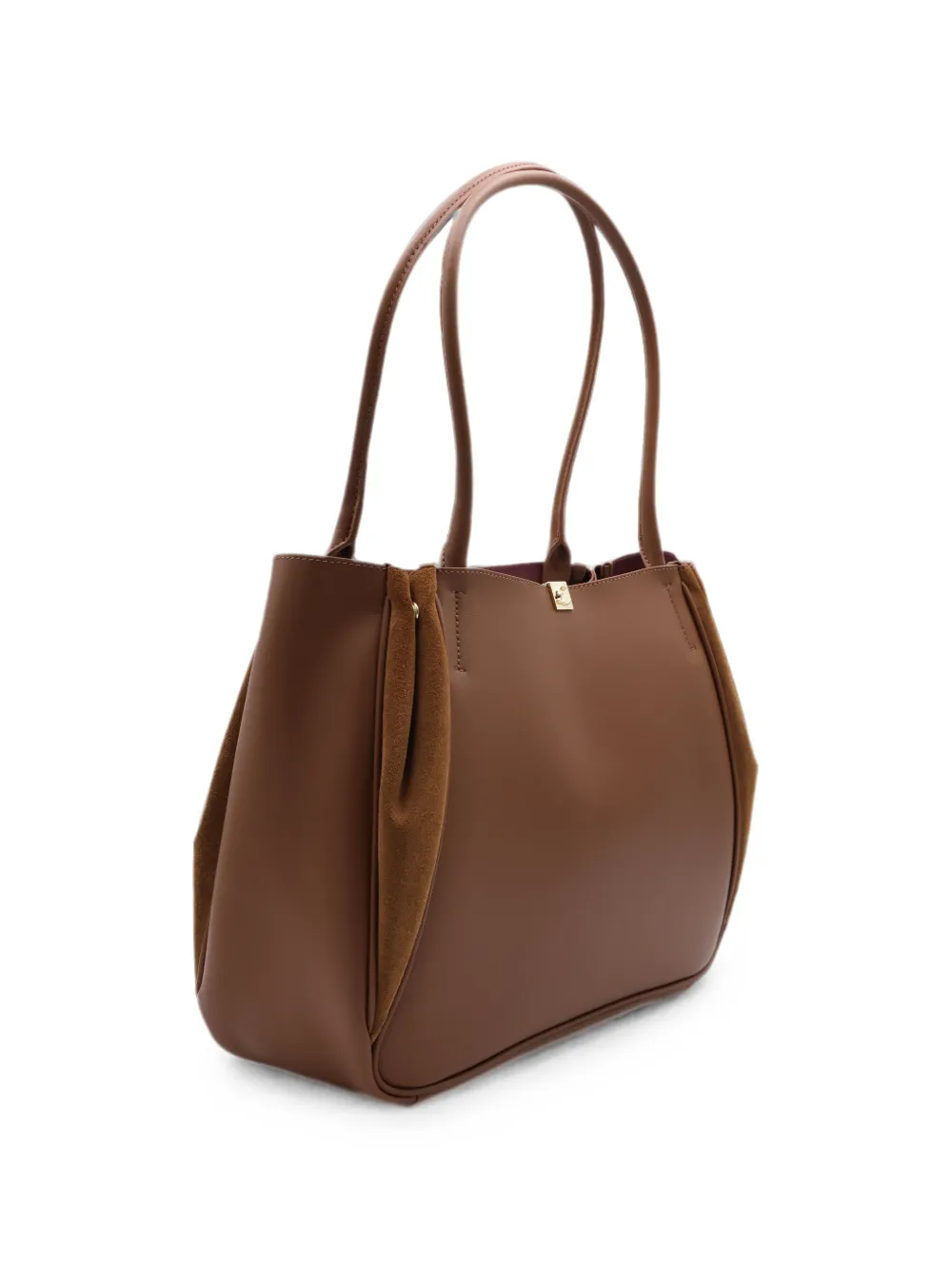 Coccinelle Leren shopper met suède vlakken Bruin