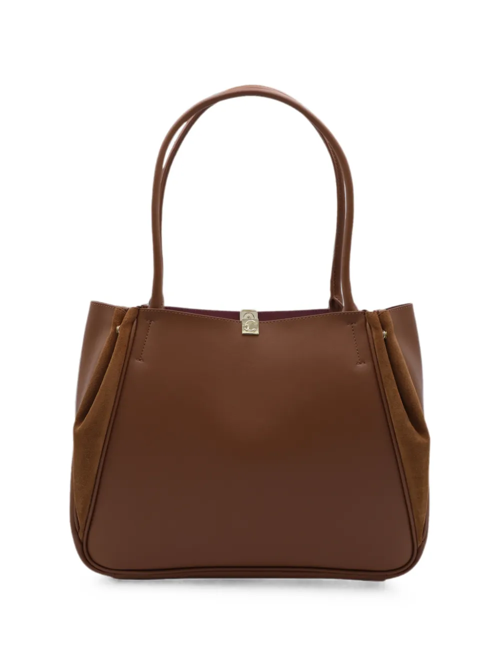 Coccinelle Leren shopper met suède vlakken Bruin