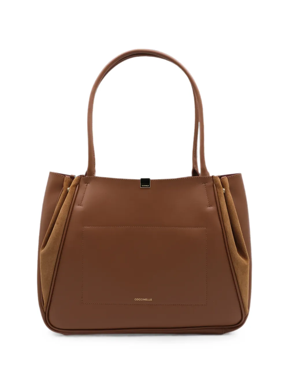 Coccinelle Leren shopper met suède vlakken Bruin