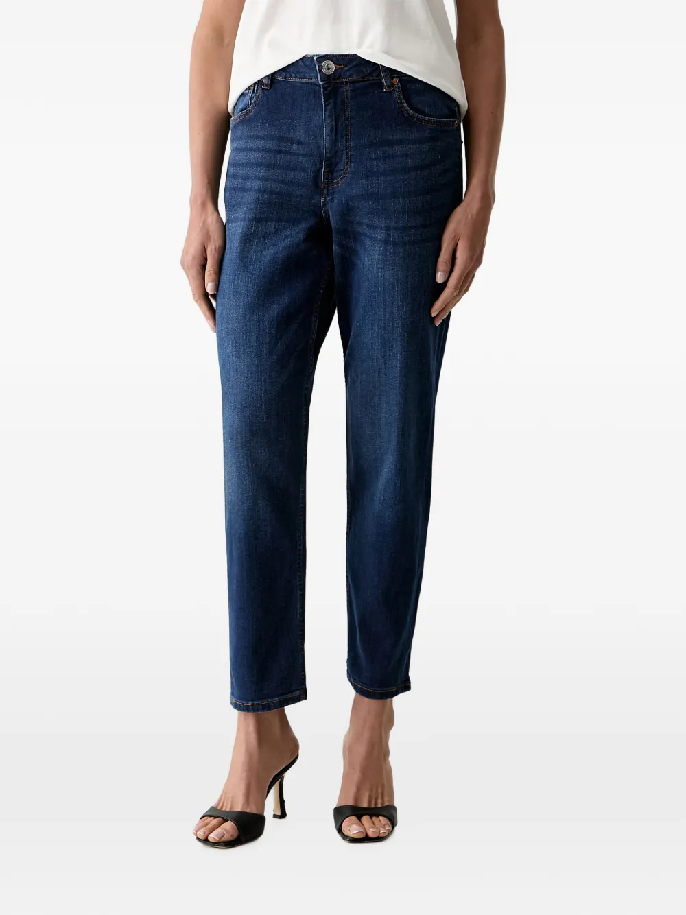 FRACOMINA Carrot logo-plaque whiskered jeans - Blu