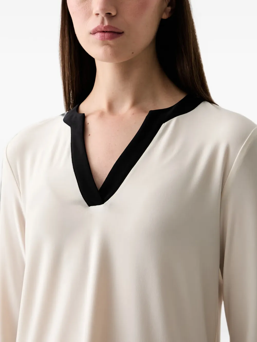 Joseph Ribkoff Top met contrasterende afwerking en cropped mouwen Beige