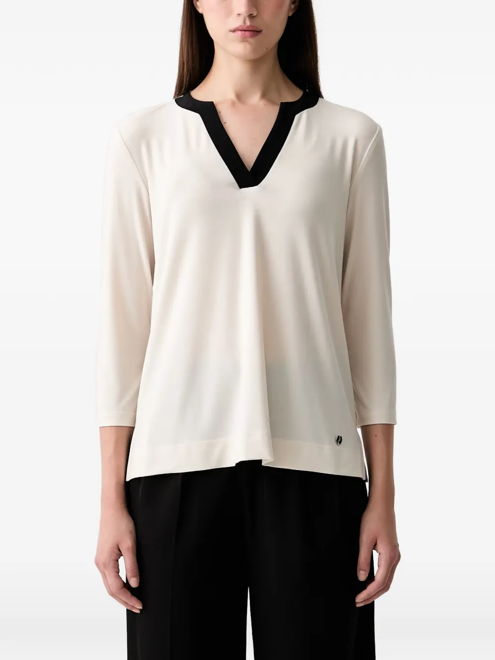 Joseph Ribkoff contrast-trim three-quarter-sleeve top - Toni neutri