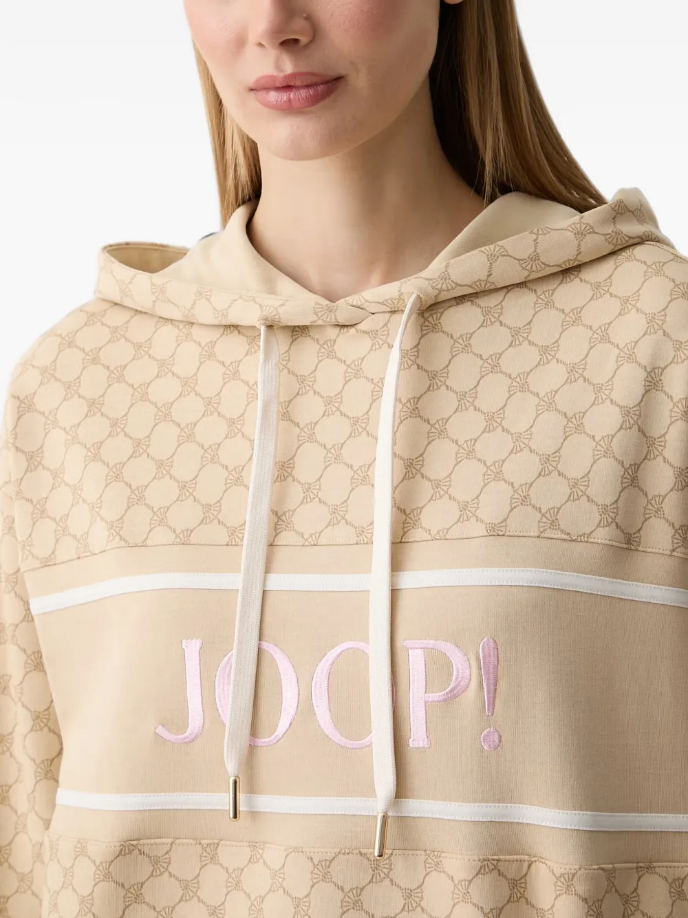 Joop! Hoodie met geborduurd logo en monogram-print Beige