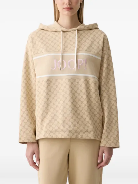 Joop! logo-embroidered monogram-print hoodie
