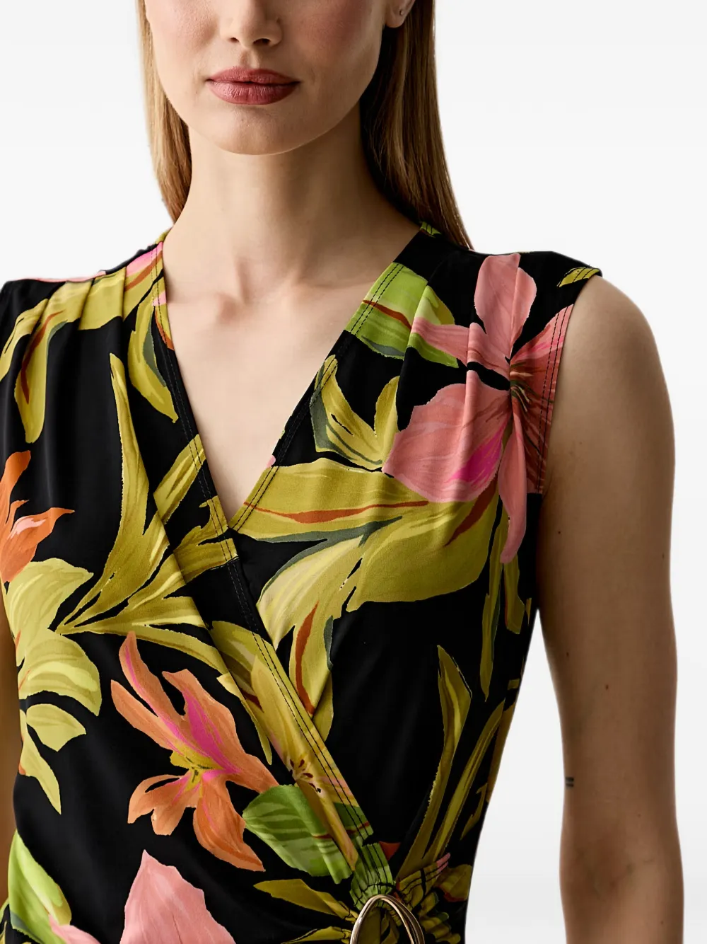Joseph Ribkoff Wikkeljurk met bloemenprint Zwart