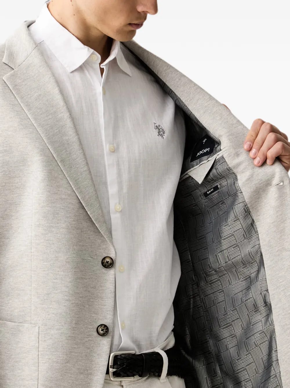 Joop! Blazer met gekerfde revers en bloem-detail Grijs