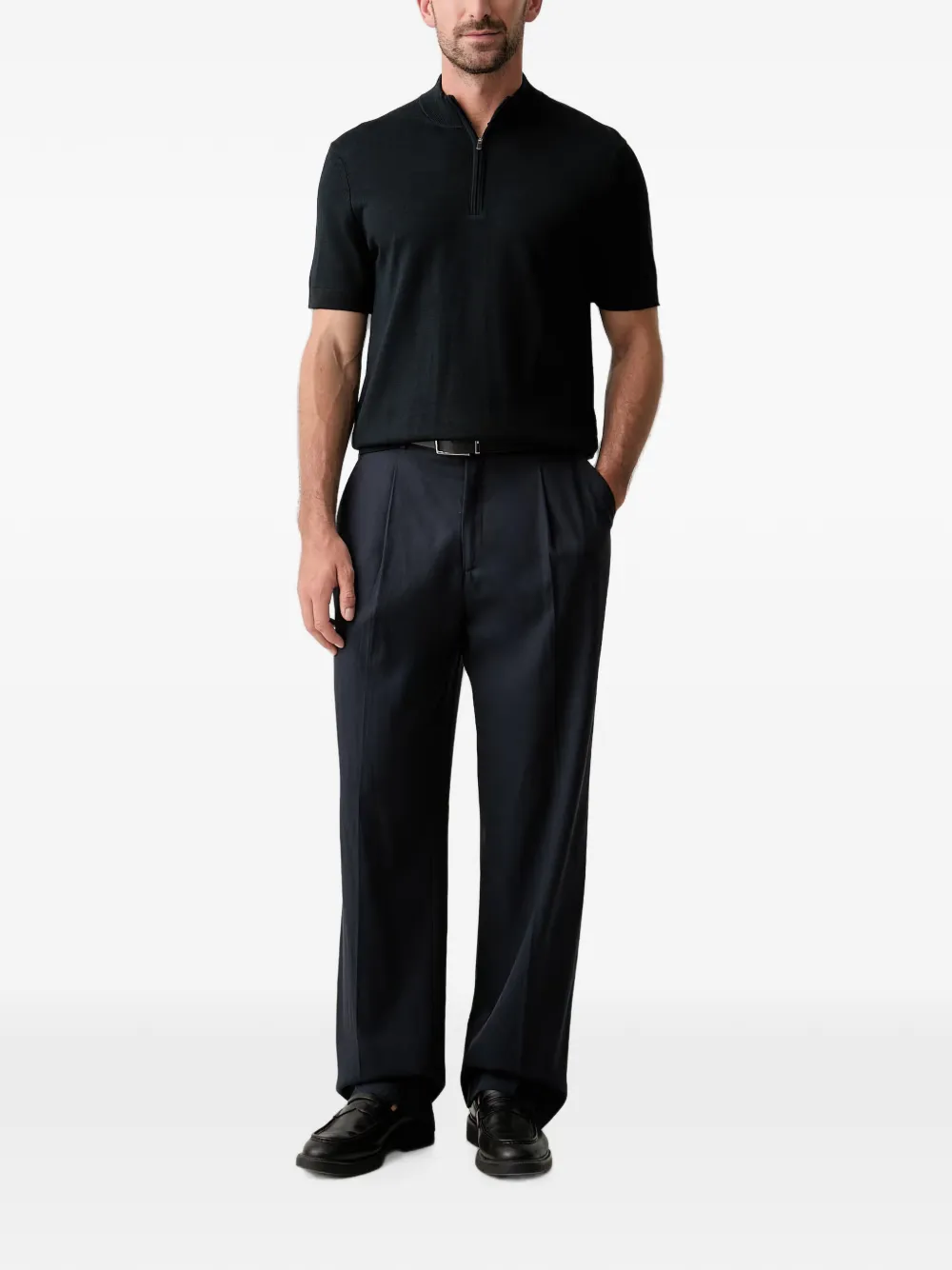 Joop! Gebreid poloshirt met kwartrits Blauw