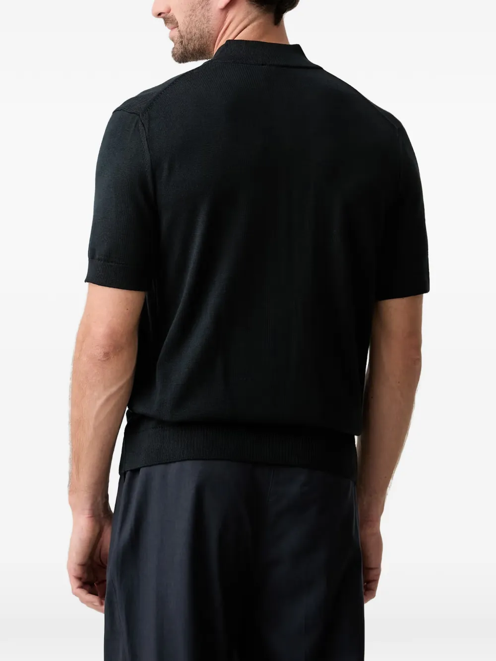 Joop! Gebreid poloshirt met kwartrits Blauw
