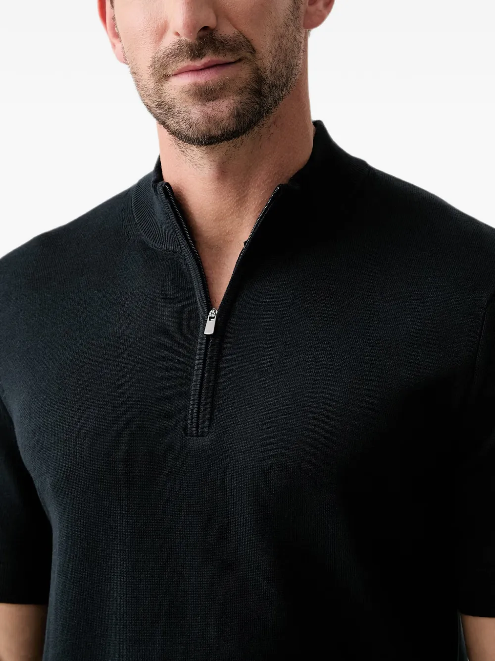 Joop! Gebreid poloshirt met kwartrits Blauw