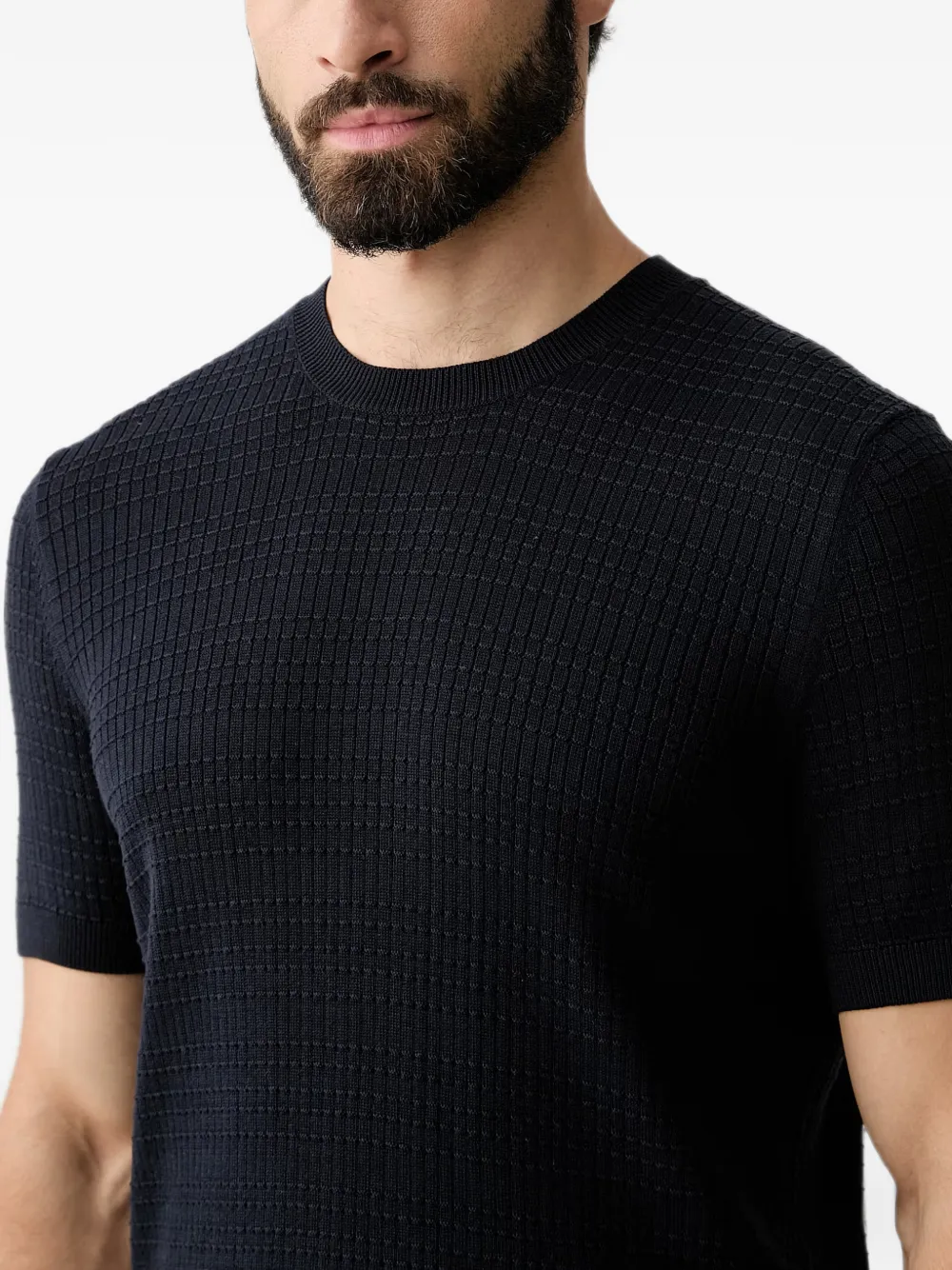 Joop! Wafelgebreid T-shirt Blauw