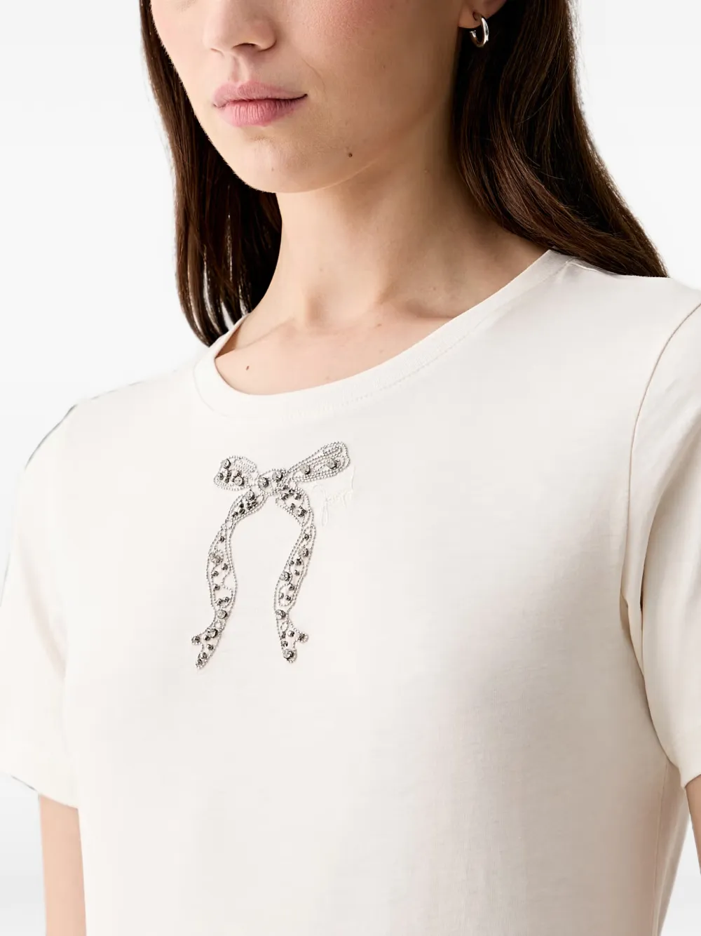 Joop! T-shirt verfraaid met strik Beige