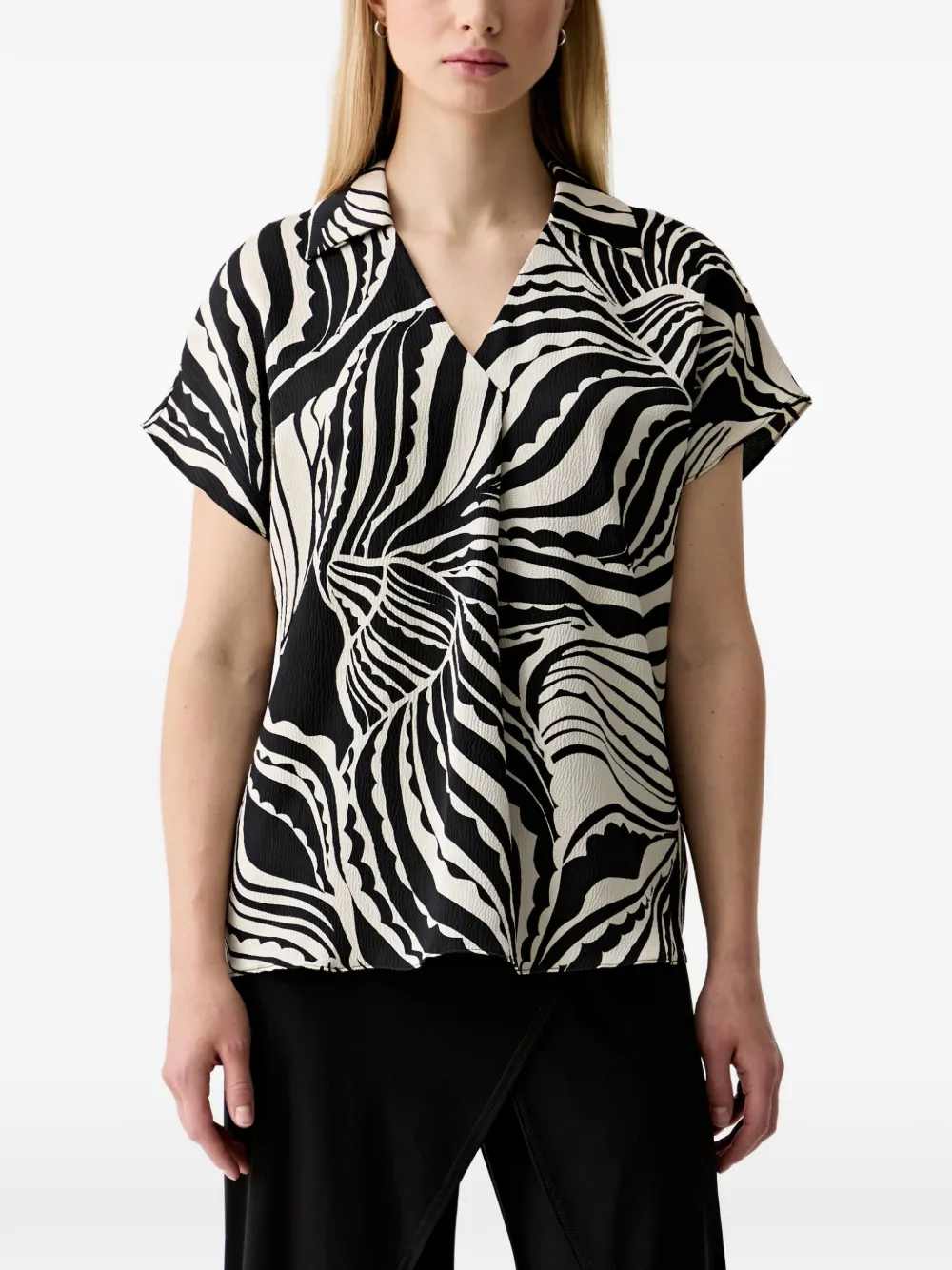 Joseph Ribkoff abstract-print short-sleeve blouse - Nero