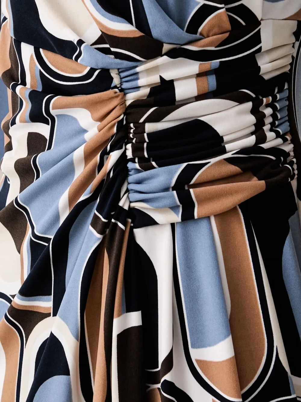 Joseph Ribkoff Midi-jurk met geometrische print en ruches Blauw