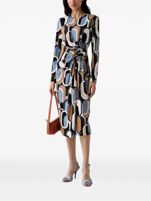 Joseph Ribkoff vestido midi fruncido con estampado geométrico