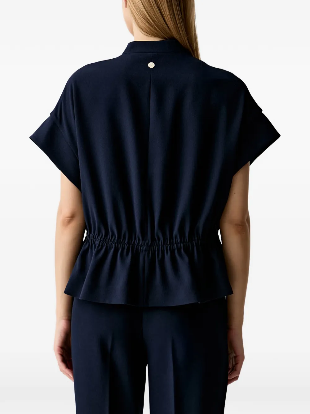 Joop! Top met elastische taille en korte mouwen Blauw