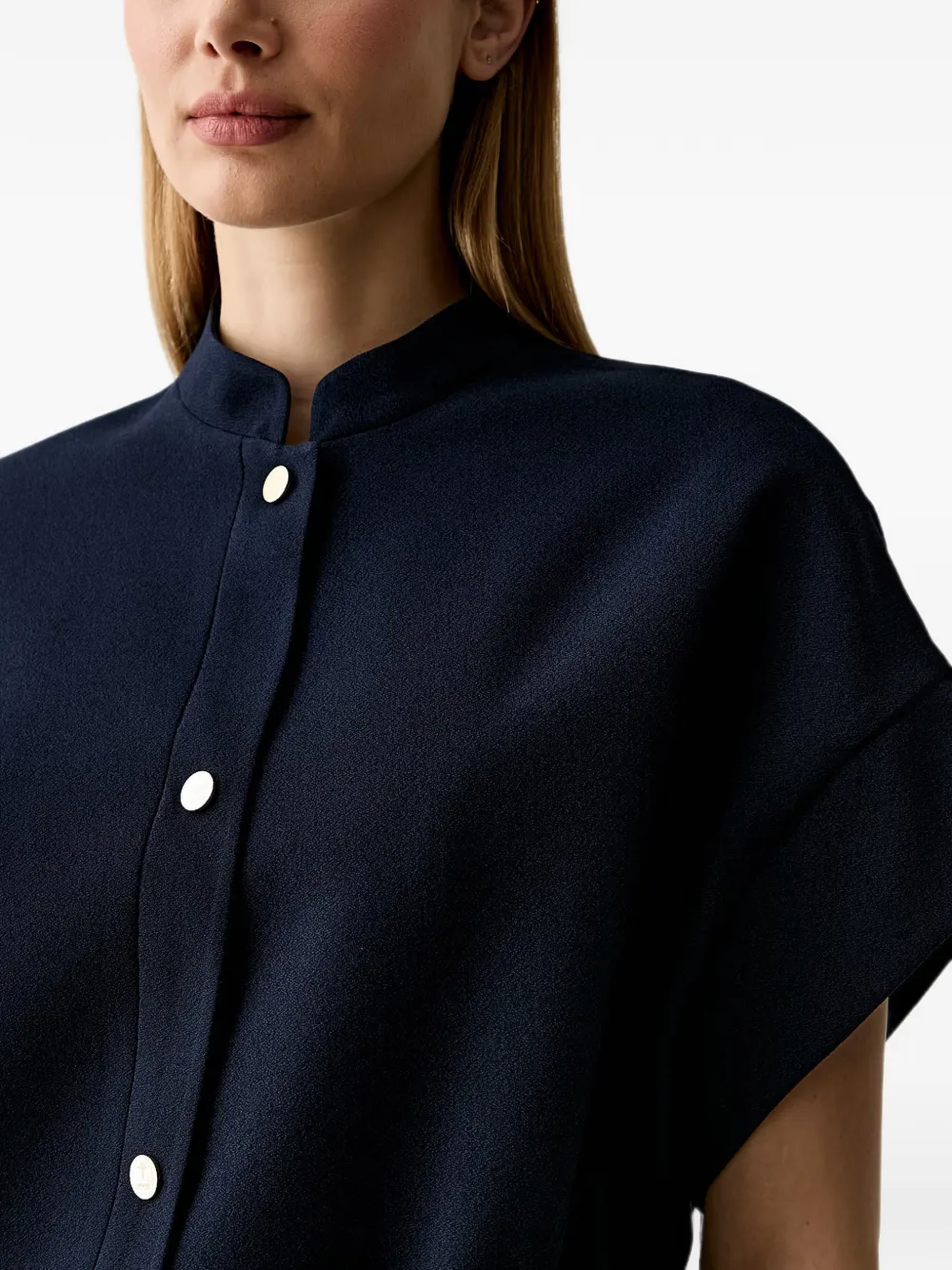 Joop! Top met elastische taille en korte mouwen Blauw