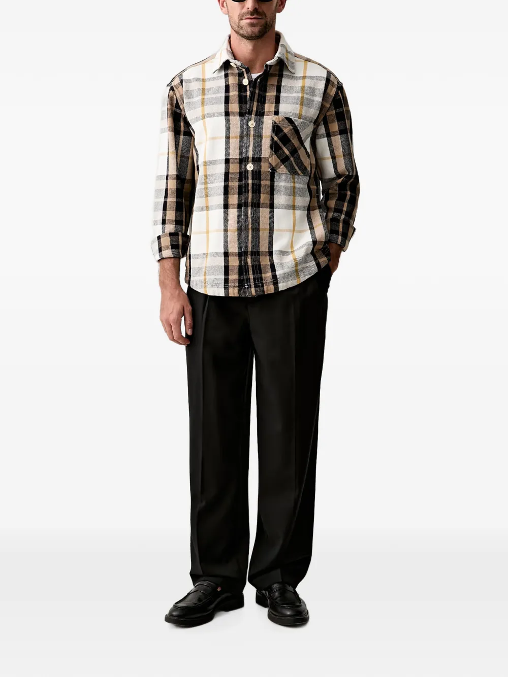 Joop! check-pattern patch-pocket jacket Wit