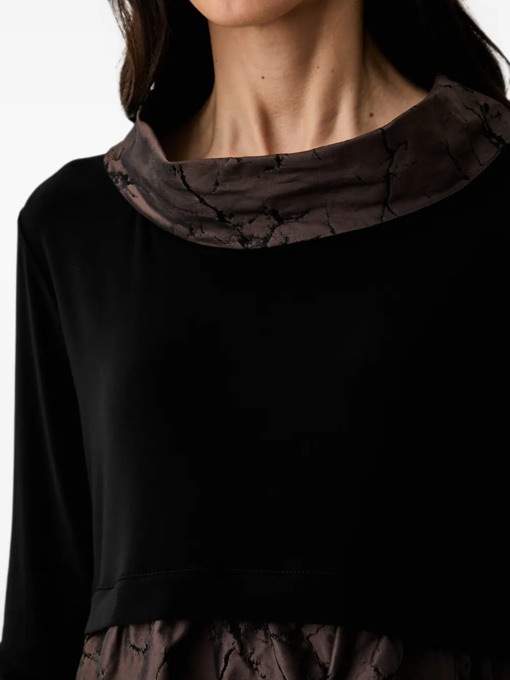 Joseph Ribkoff Mini-jurk met print en gedrapeerde hals Zwart