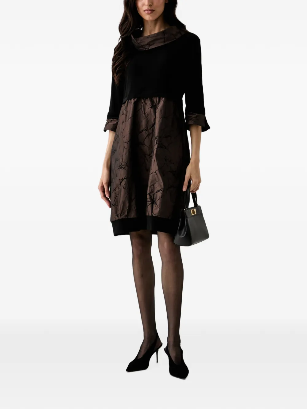 Joseph Ribkoff marble-print cowl-neck mini dress