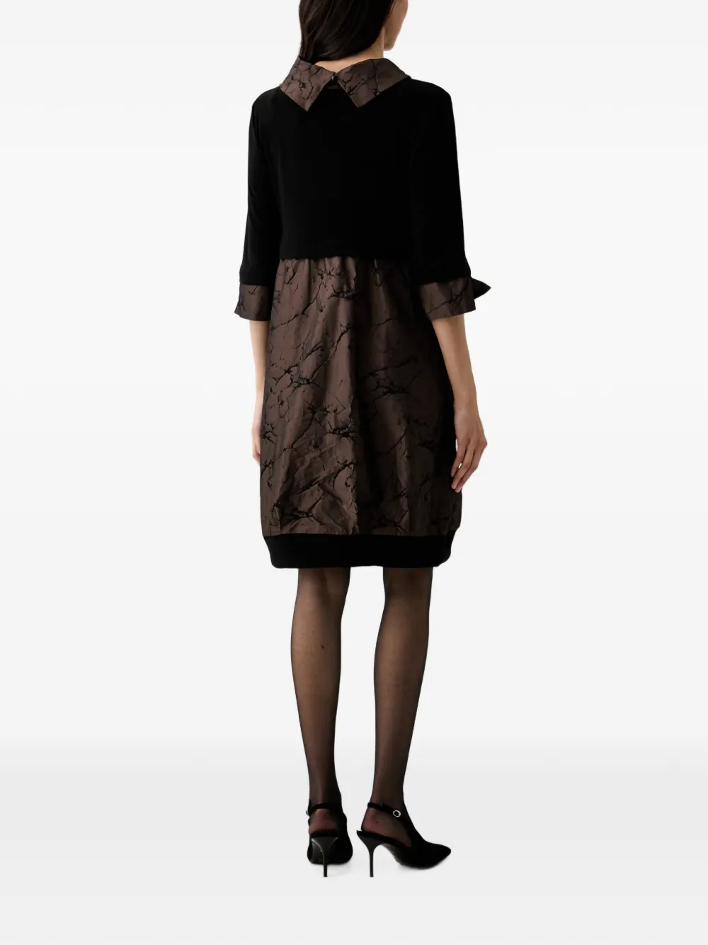 Joseph Ribkoff Mini-jurk met print en gedrapeerde hals Zwart
