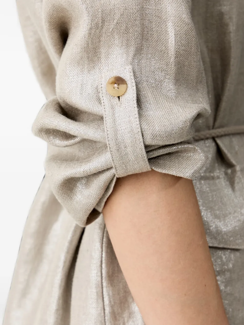 Joseph Ribkoff Jack met metallic-effect en ceintuur Beige