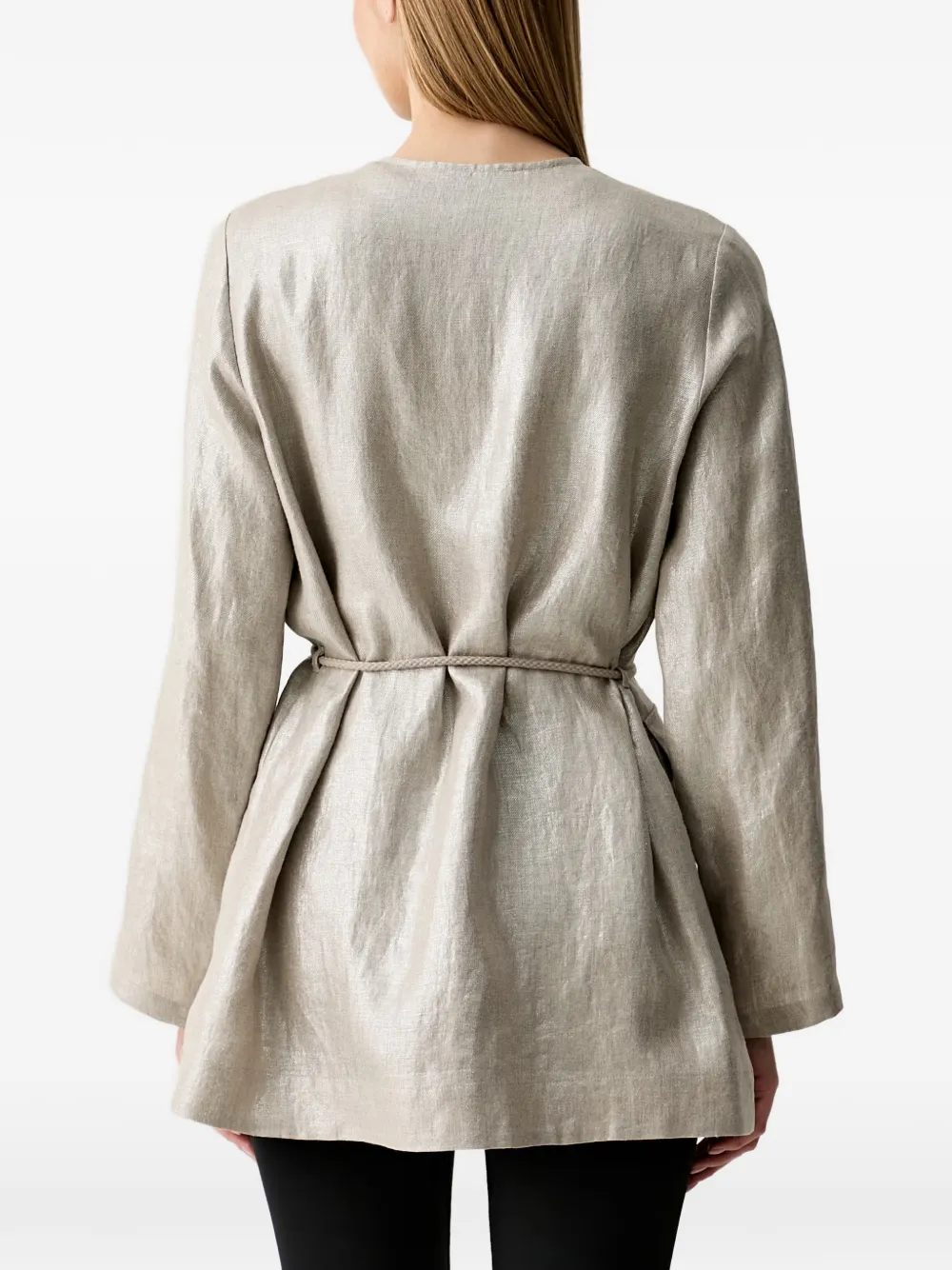 Joseph Ribkoff Jack met metallic-effect en ceintuur Beige