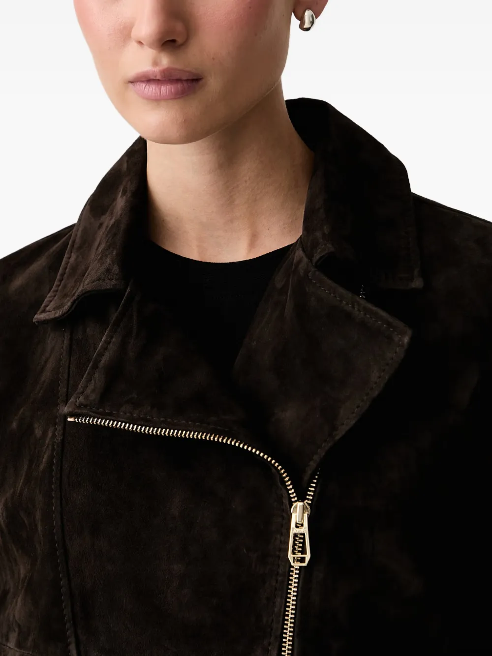 Joop! Suède jack met asymmetrische rits Bruin