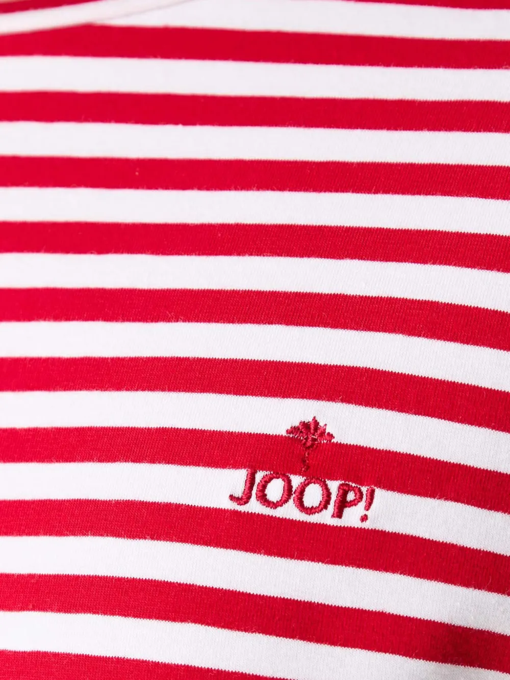Joop! Gestreept T-shirt met borduurwerk Rood