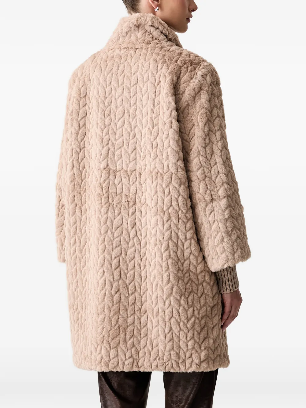 Joseph Ribkoff Jas van imitatiebont met chevron patroon Beige