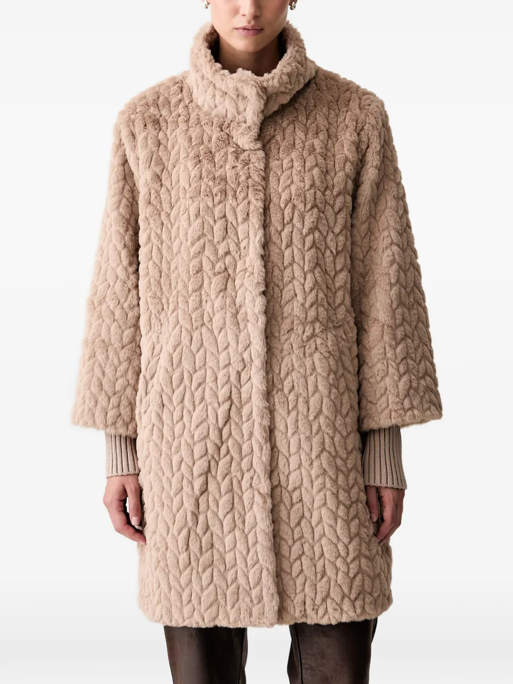 Joseph Ribkoff chevron-pattern faux-fur coat - Toni neutri
