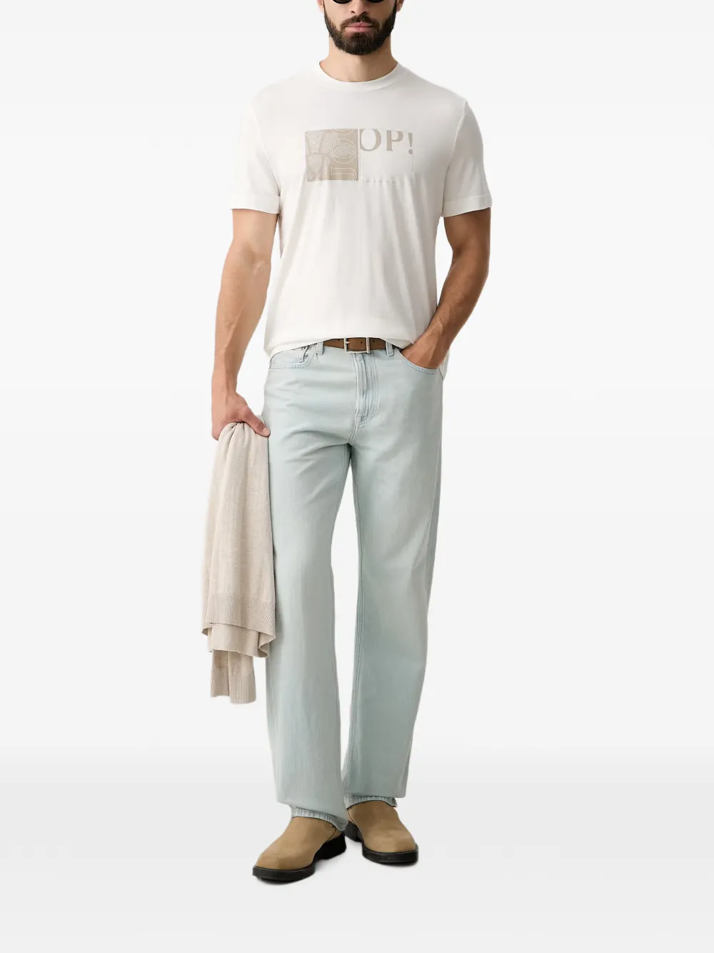 Joop! T-shirt met logoprint met ronde hals Wit