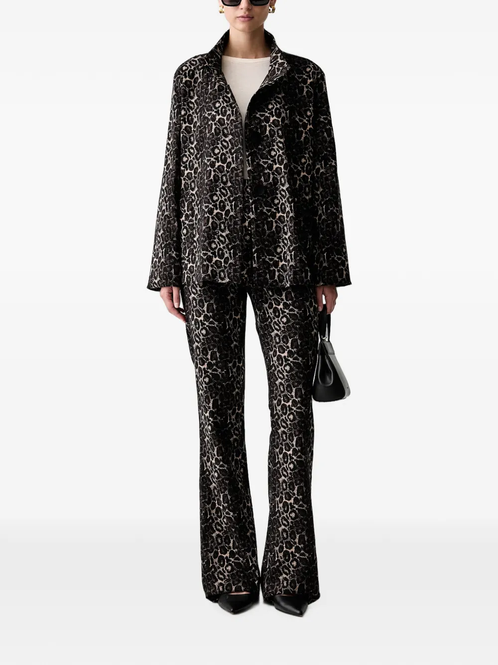 Joseph Ribkoff Broek met luipaardprint jacquard Zwart