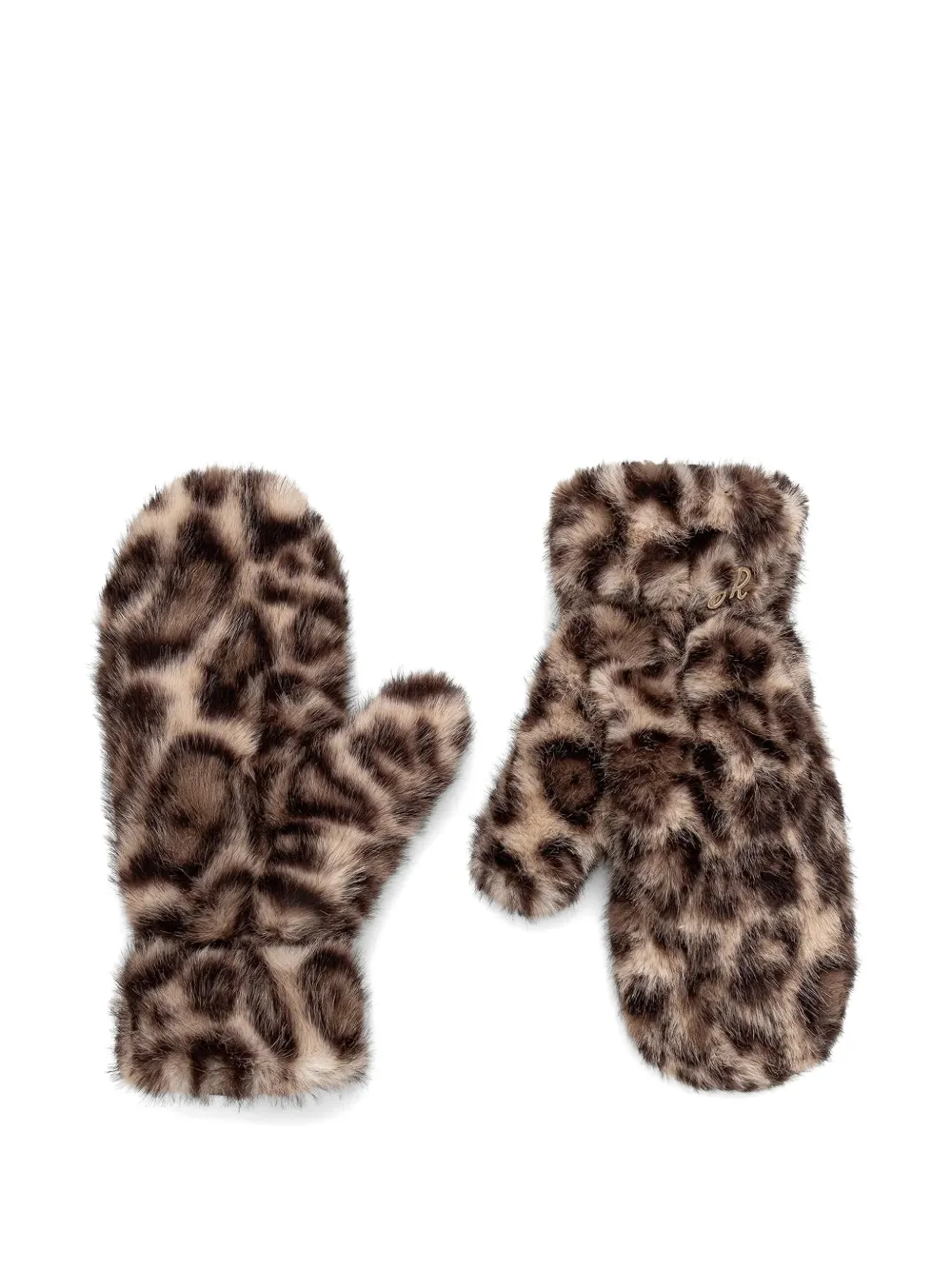 Joseph Ribkoff leopard-print faux-fur mittens - Marrone