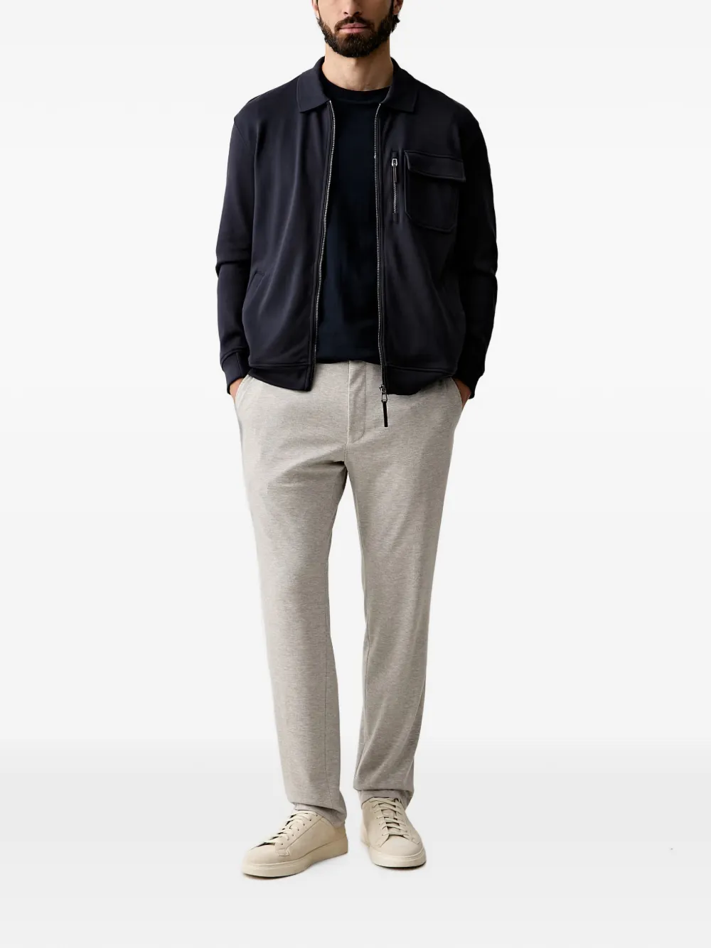 Joop! Straight broek met trekkoord Beige