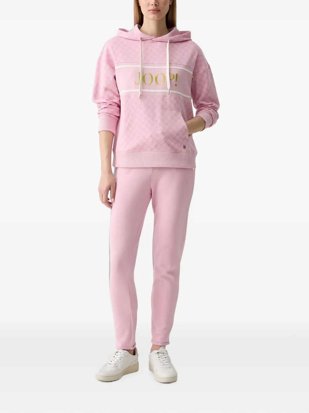 Joop! Hoodie met geborduurd logo en korenbloem-patroon Roze