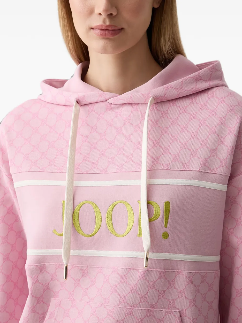 Joop! Hoodie met geborduurd logo en korenbloem-patroon Roze