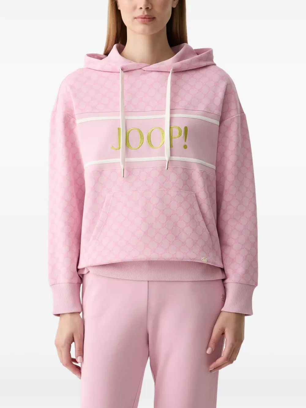 Joop! cornflower-pattern logo-embroidered hoodie - Pink