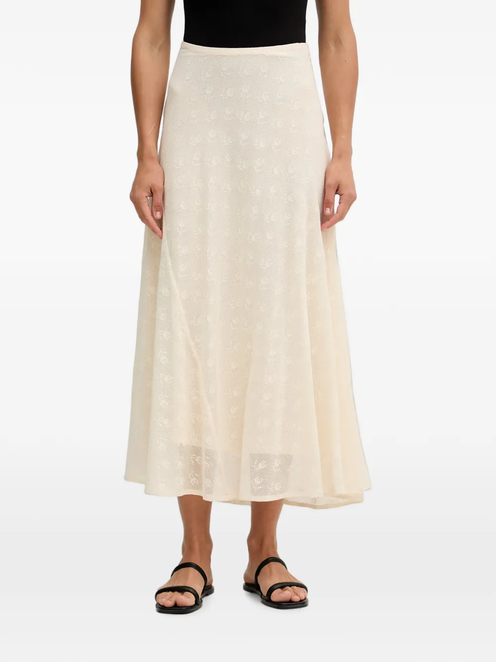 Hoss Intropia Roxanne floral-lace flared midi skirt - Toni neutri