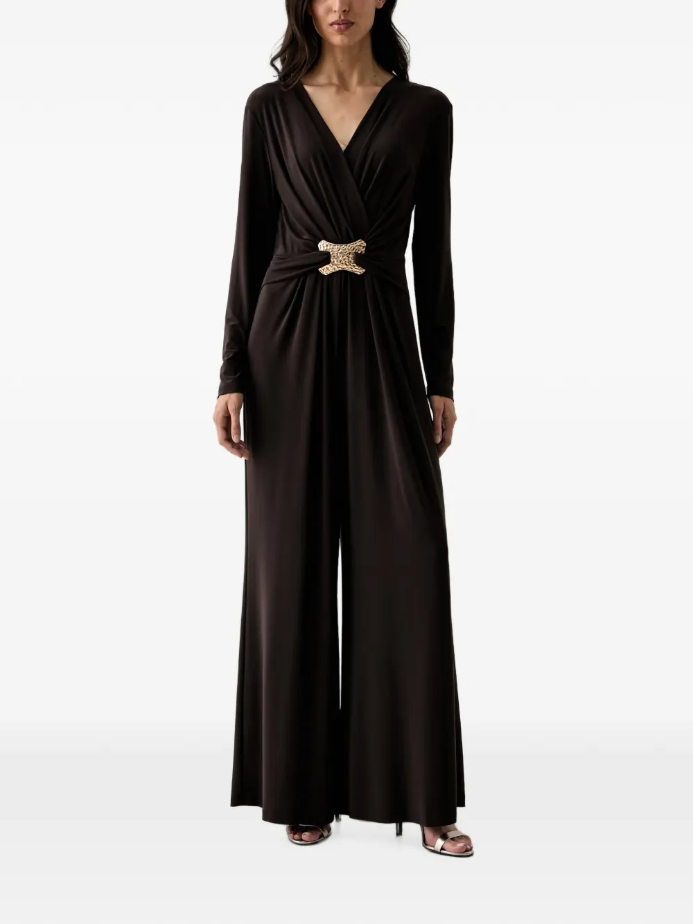Joseph Ribkoff hammered-buckle wrap-style jumpsuit - Braun