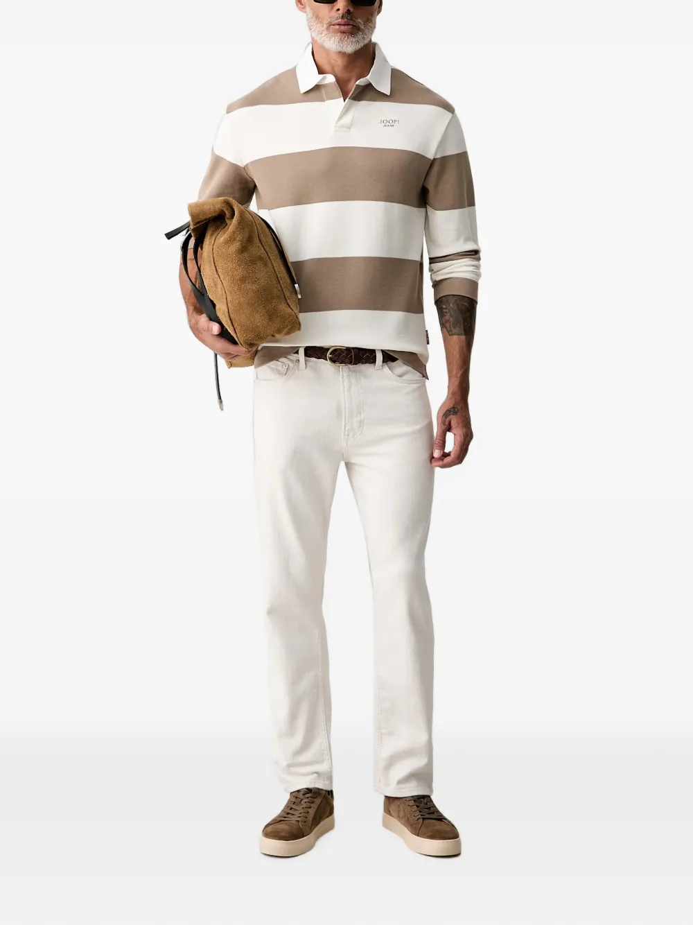 Joop! Gestreept poloshirt Beige